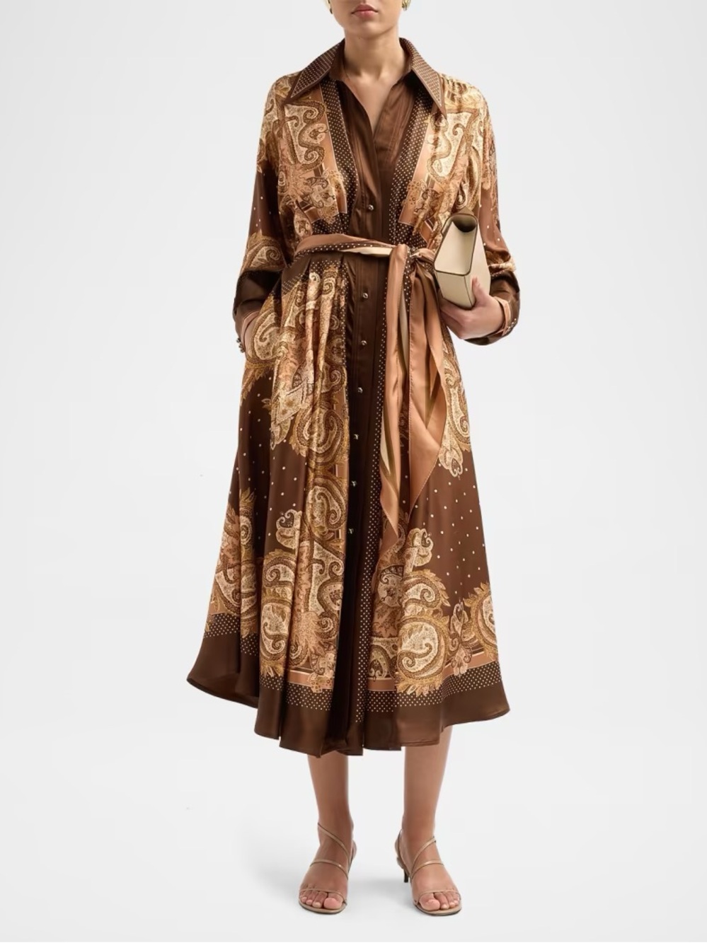 Zimmermann Brown Paisley Silk Shirt Dress